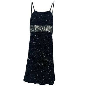Black Scalia Silk Sequined Strapless Dress Size 6